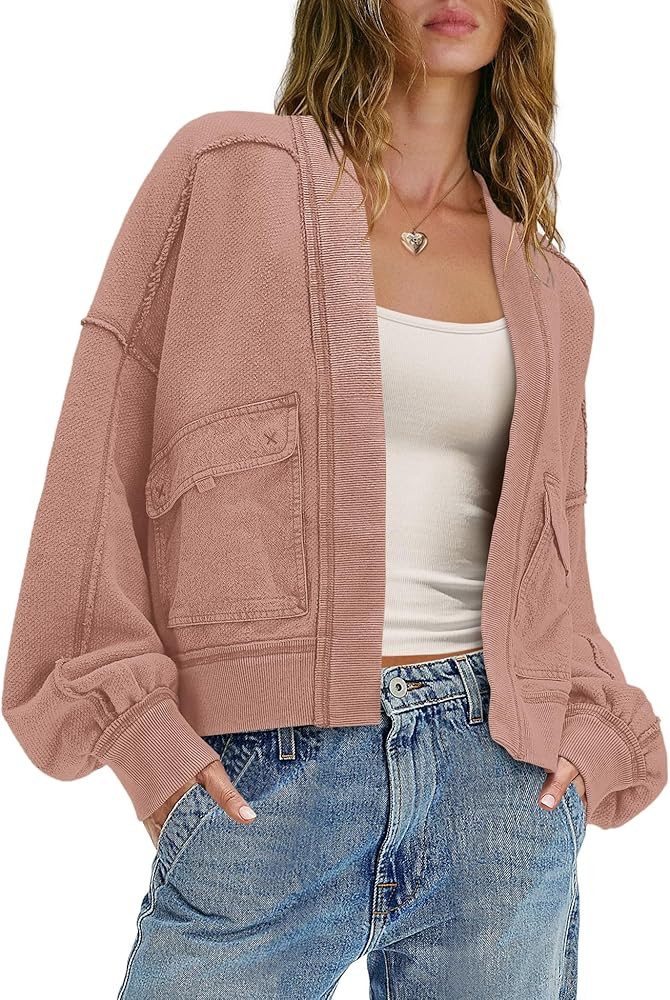 SENSERISE Womens Open Front Sweatshirt Cardigan Oversized Cardigan Casual Long Sleeve Fall Outfit... | Amazon (US)