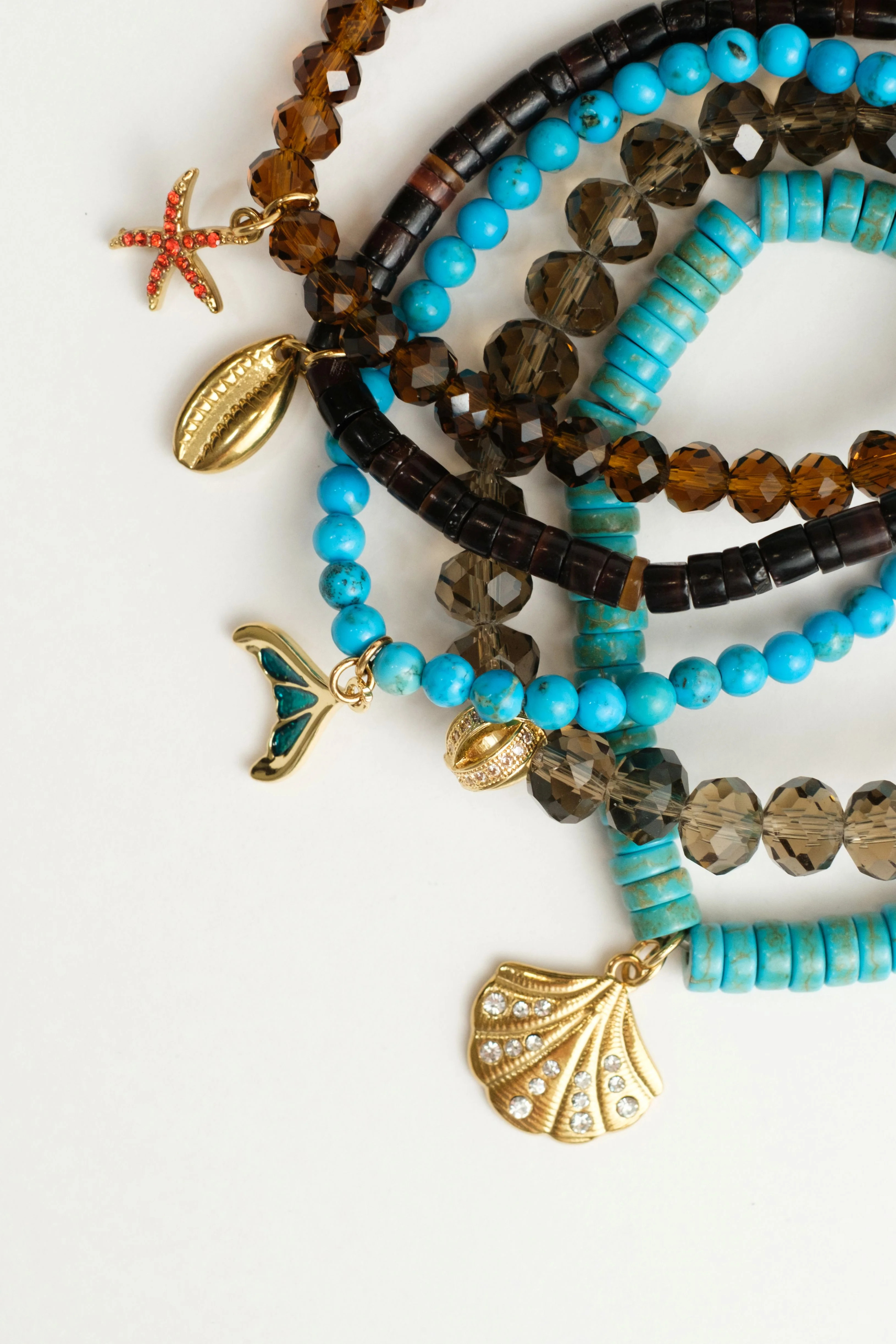 Seabreeze Natural Stone and Swarovski 5 Piece Bracelet Stack | KC Chic Designs