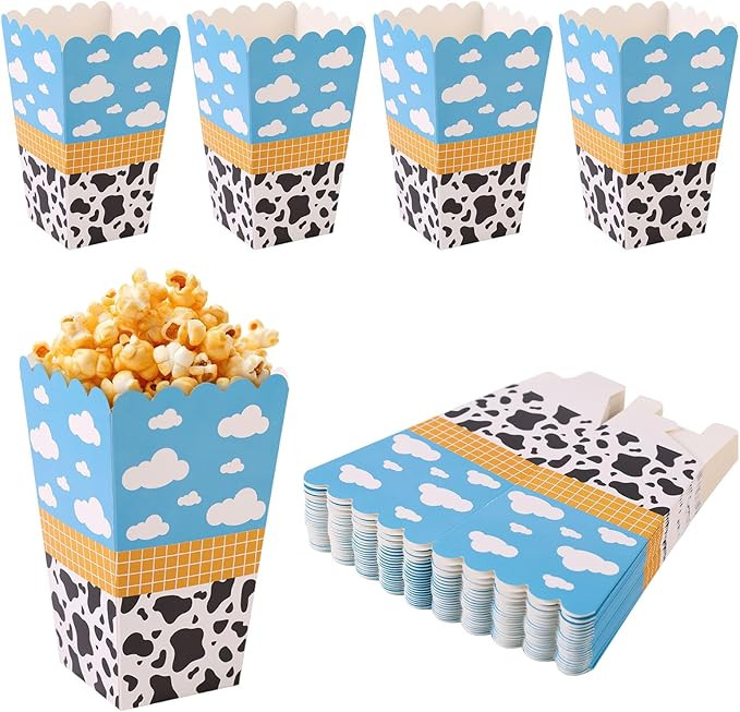 SAVITA 24pcs Cartoon Story Theme Popcorn Boxes, Cow Pattern Toy Inspired Snack Candy Goodie Treat... | Amazon (US)