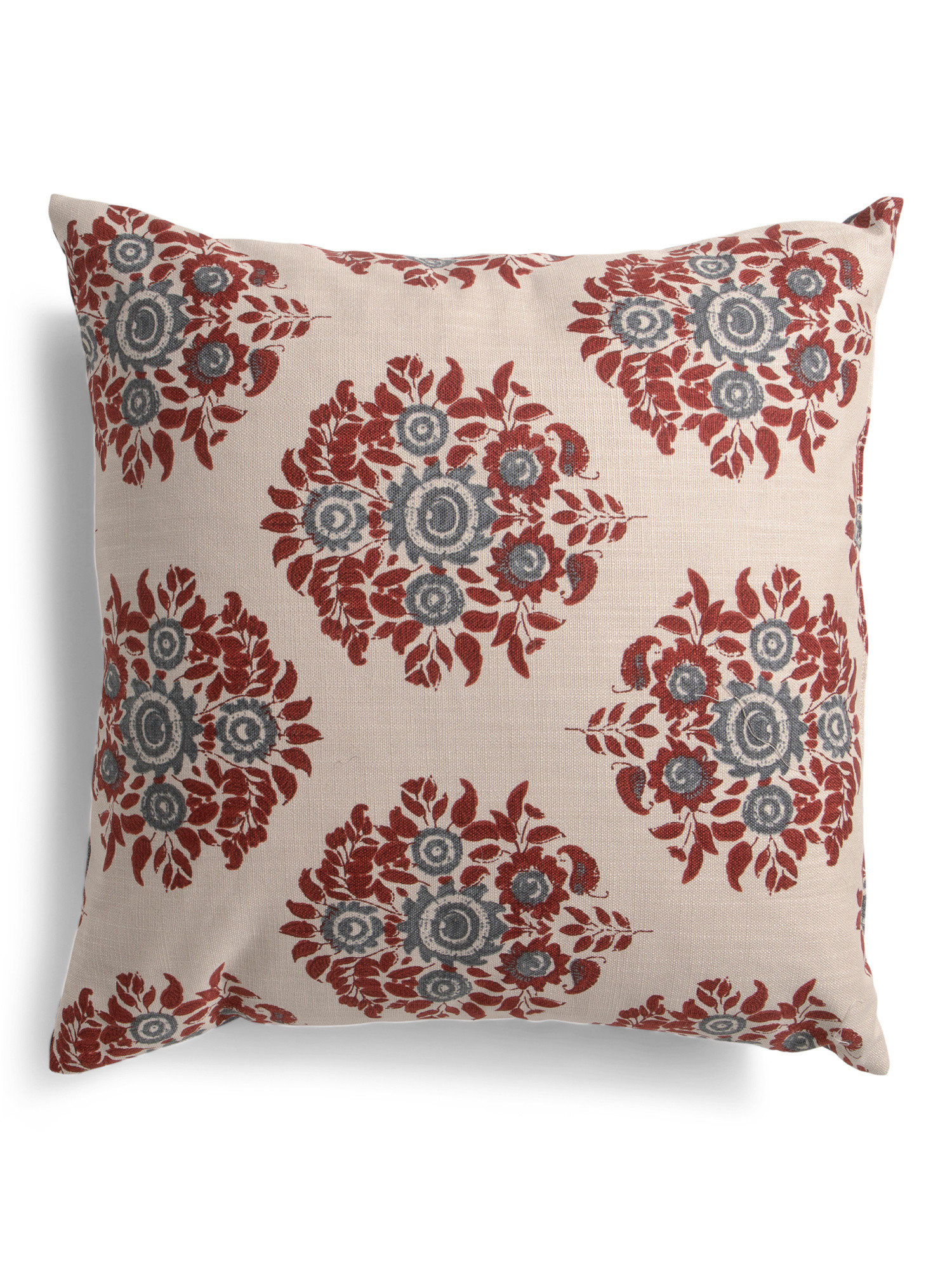 Made In Usa 22x22 Painted Block Print Floral Pillow | TJ Maxx