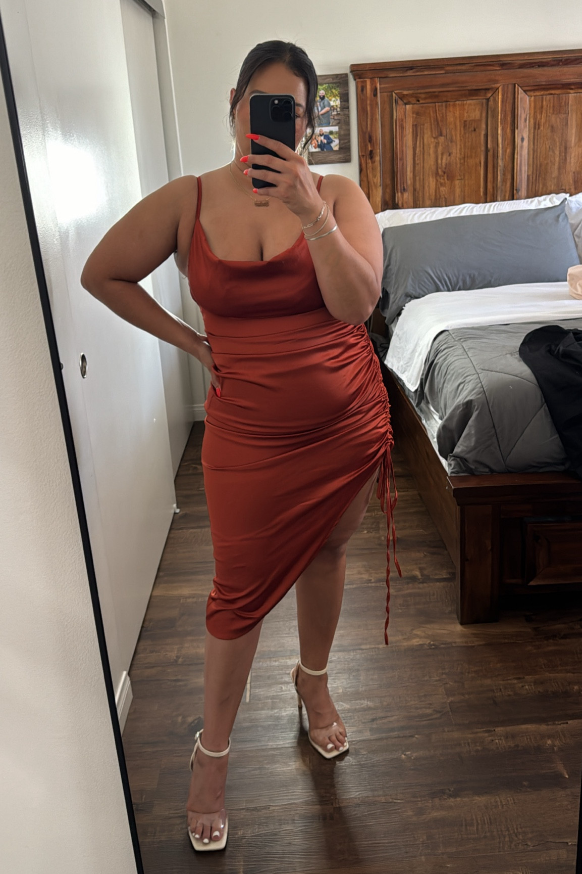 Such a beautiful satin ruched dress and it has a slit! It hugs your body so perfectly. It comes in so many different colors. So good for formal events. 

Size- large tts 

Birthday outfit , birthday dress, Amazon dress, satin dress, ruched dress, slit dress , formal slit dress , wedding guest dress , curvy friendly dress, burnt orange dress, midsize dress, midsize style , formal attire, cocktail dress 

#LTKStyleTip #LTKMidsize