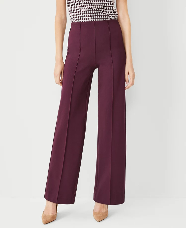 The High Waist Side Zip Straight Pant in Twill | Ann Taylor (US)