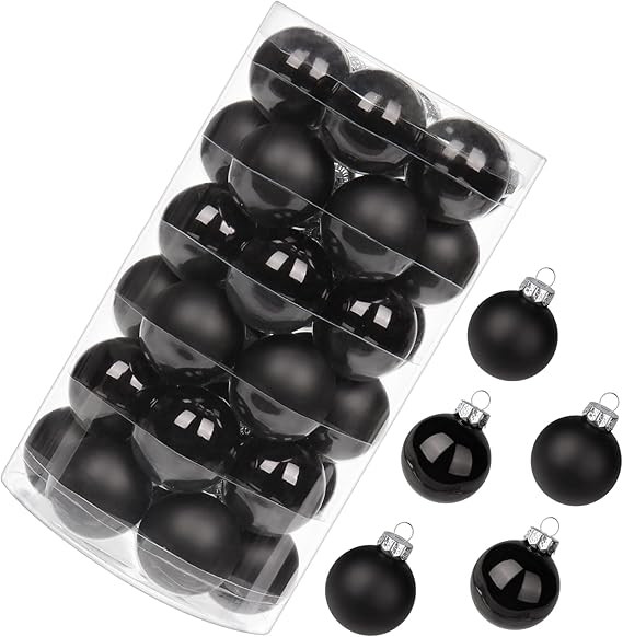 36 PCS Glass Christmas Ball Ornaments 1.57" Small Christmas Tree Decorations Set Seamless Black C... | Amazon (US)
