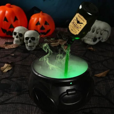 Halloween Decorations - DIY Floating Potion Set with Witches Cauldron & Mist Maker - Spooky Black Plastic Bowl Hocus Pocus Party Decor for Home, Table | Wayfair North America
