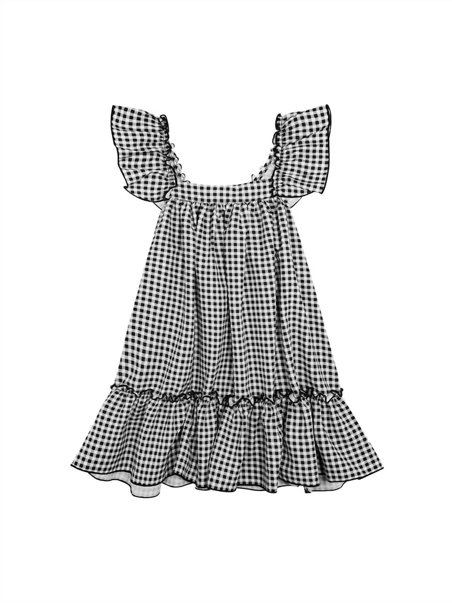 Girls Suncracy Dress Gingham In Black | Shop Simon