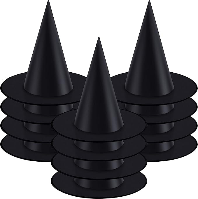 Ruisita 12 Pieces Halloween Black Witch Hat Costume Accessories Halloween Witch Cosplay Hats for ... | Amazon (US)