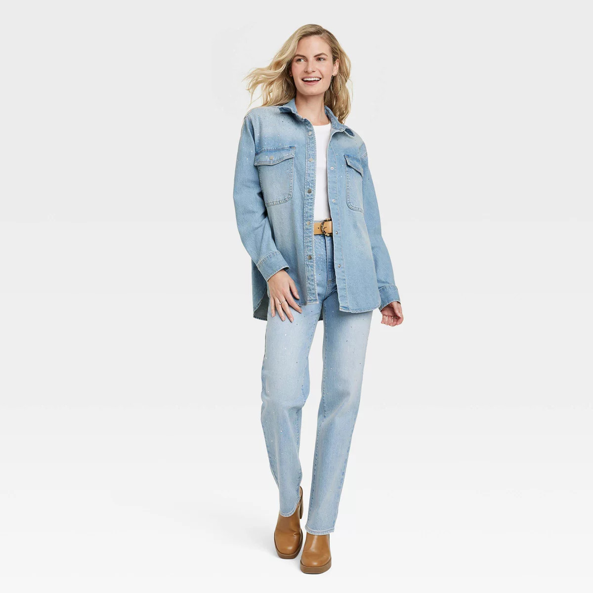Women's High-Rise Embellished 90's Straight Jeans - Universal Thread™ Light Wash | Target