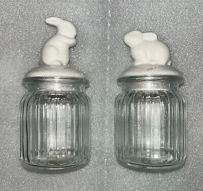 2 Glass Bunny Jars NEW for Easter/Spring | eBay US
