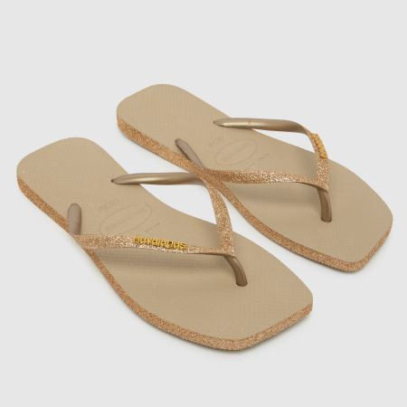 Womens Gold Havaianas Square Sparkle Flip Sandals | schuh | Schuh