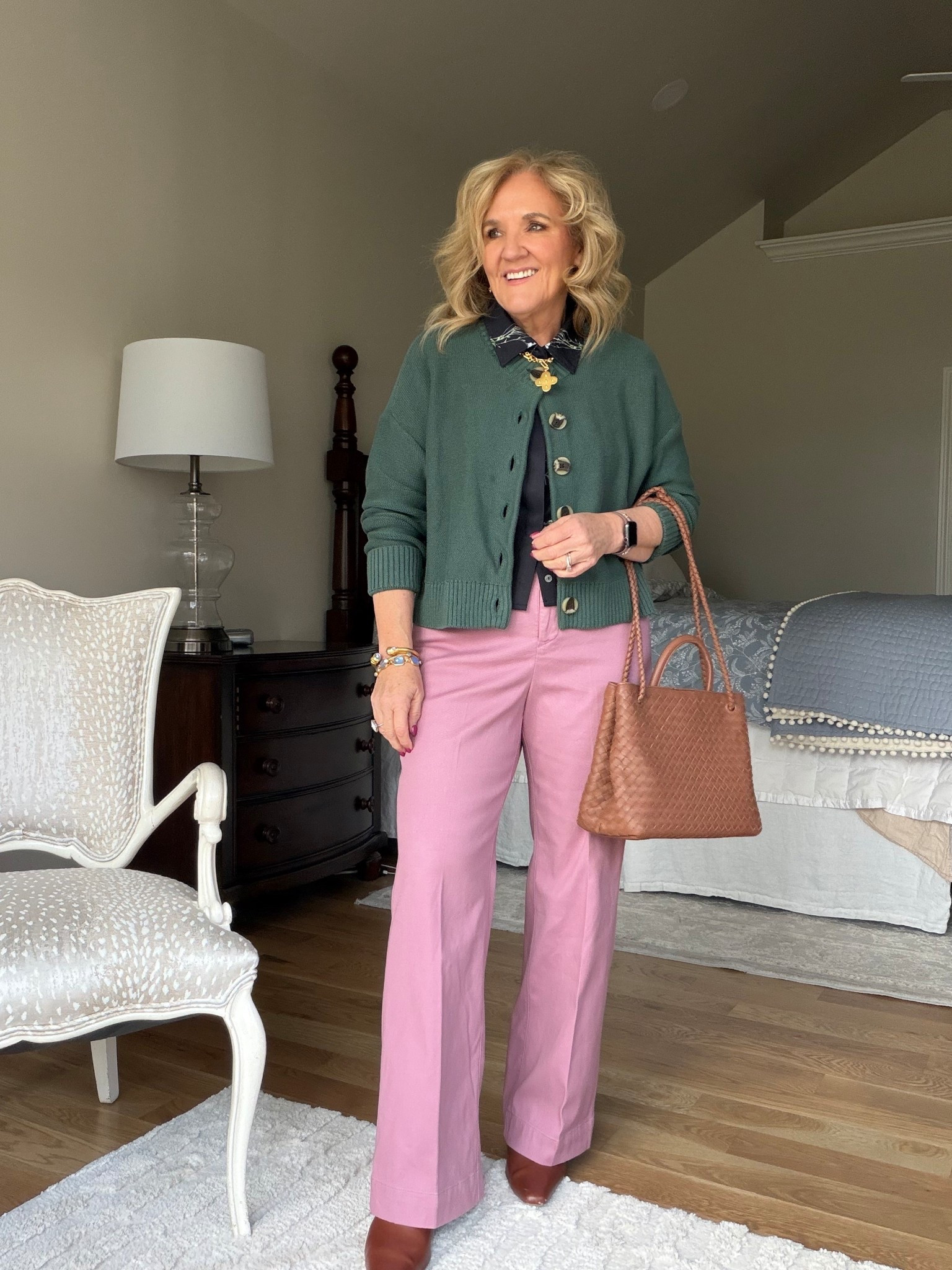 Sweater size medium the green has been restocked, but hurry. It always sells fast.
New spanx stretch twill full length pants wearing a size medium petite. I love the new design and the twill is a little bit lighter than it was last year which I like.
The blouse is part of a two-piece set from Amazon size medium 

#LTKOver40 #LTKPetite #LTKWorkwear

#LTKSeasonal