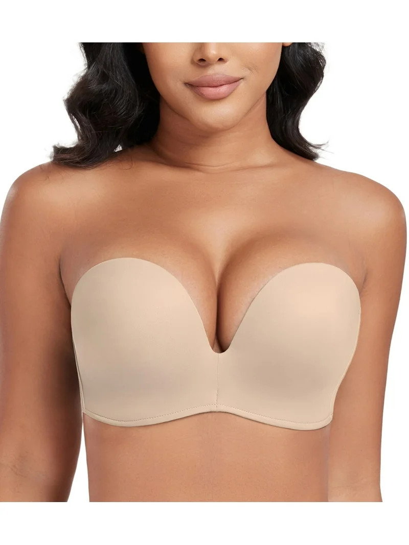Exerin Push Up Bras Seamless Wireless Anti-Slip Women's Strapless Bra Shape Support Lift(Beige,36... | Walmart (US)