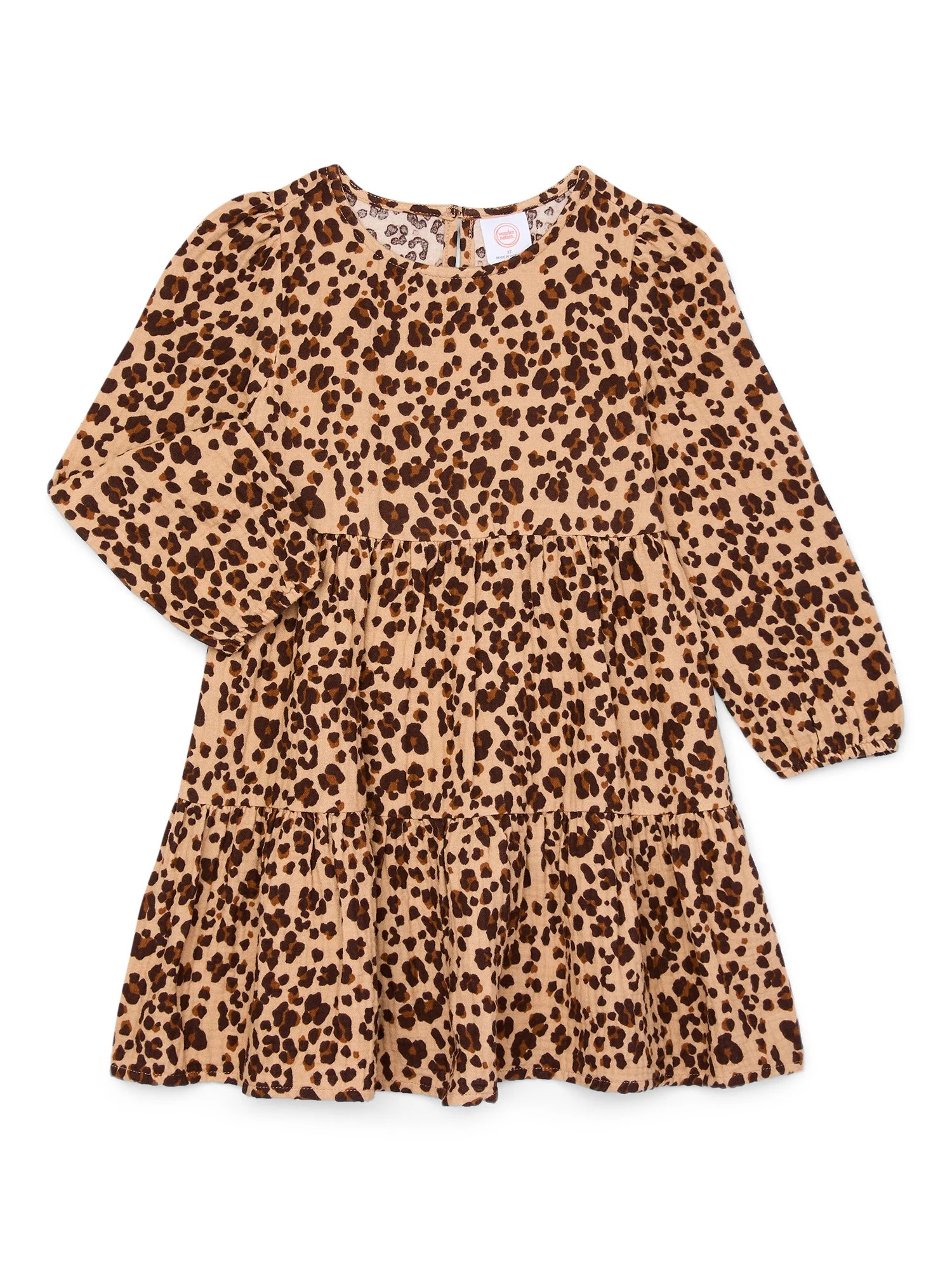 Wonder Nation Toddler Girls Fit and Flare Dress with Long Sleeves, Sizes 12M-5T | Walmart (US)