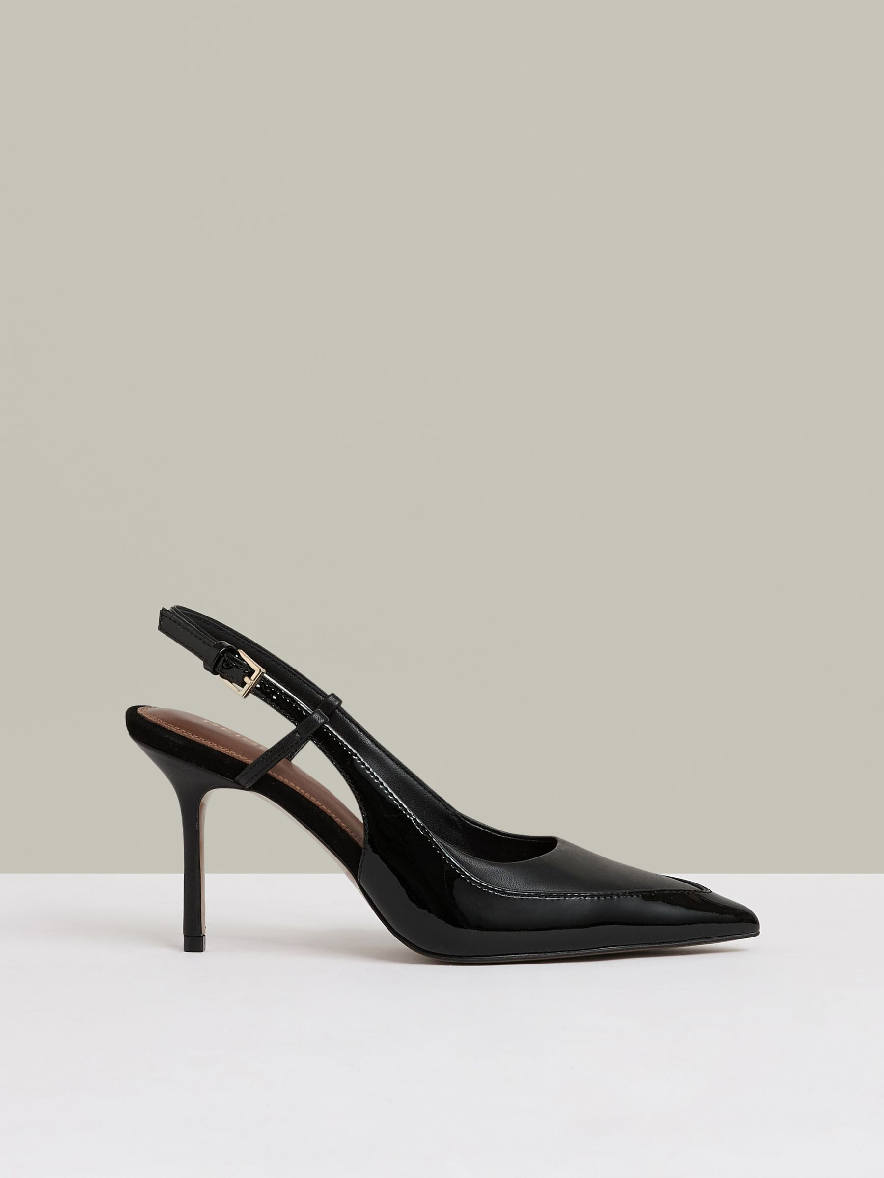 Reiss Leather Slingback Court Shoes in Black - REISS | Reiss UK