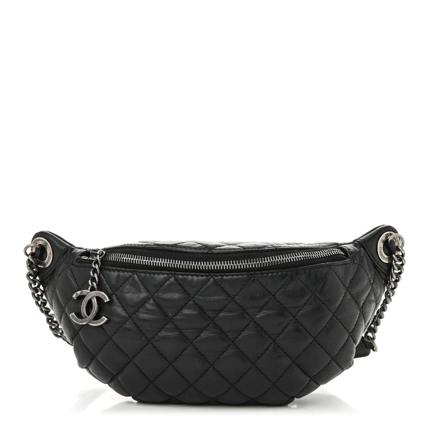 Lambskin Quilted Banane Waist Bag Fanny Pack Black | FASHIONPHILE (US)