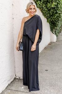 Found My Forever Black One Shoulder Maxi Dress | Pink Lily