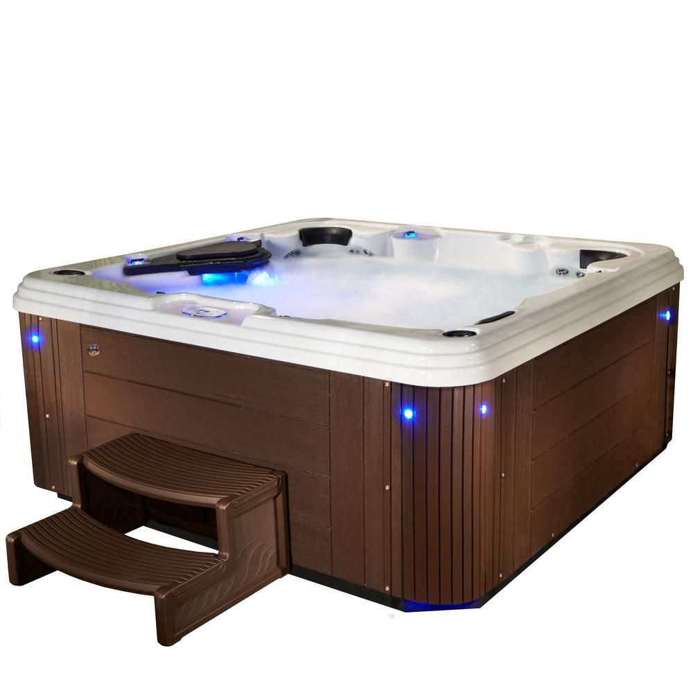 AquaLife Adulation 6-Person 67-Jet Standard Hot Tub with Lounger in Espresso | The Home Depot