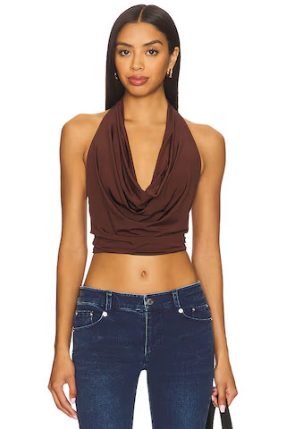 Alice + Olivia Ayanna Deep Halter Top in Mocha from Revolve.com | Revolve Clothing (Global)