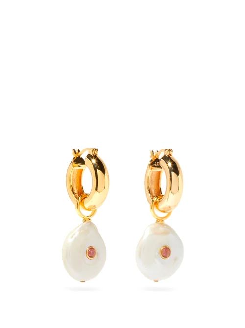 Lizzie Fortunato - Circa Pearl & Gold-plated Hoop Earrings - Womens - Pearl | Matches (US)