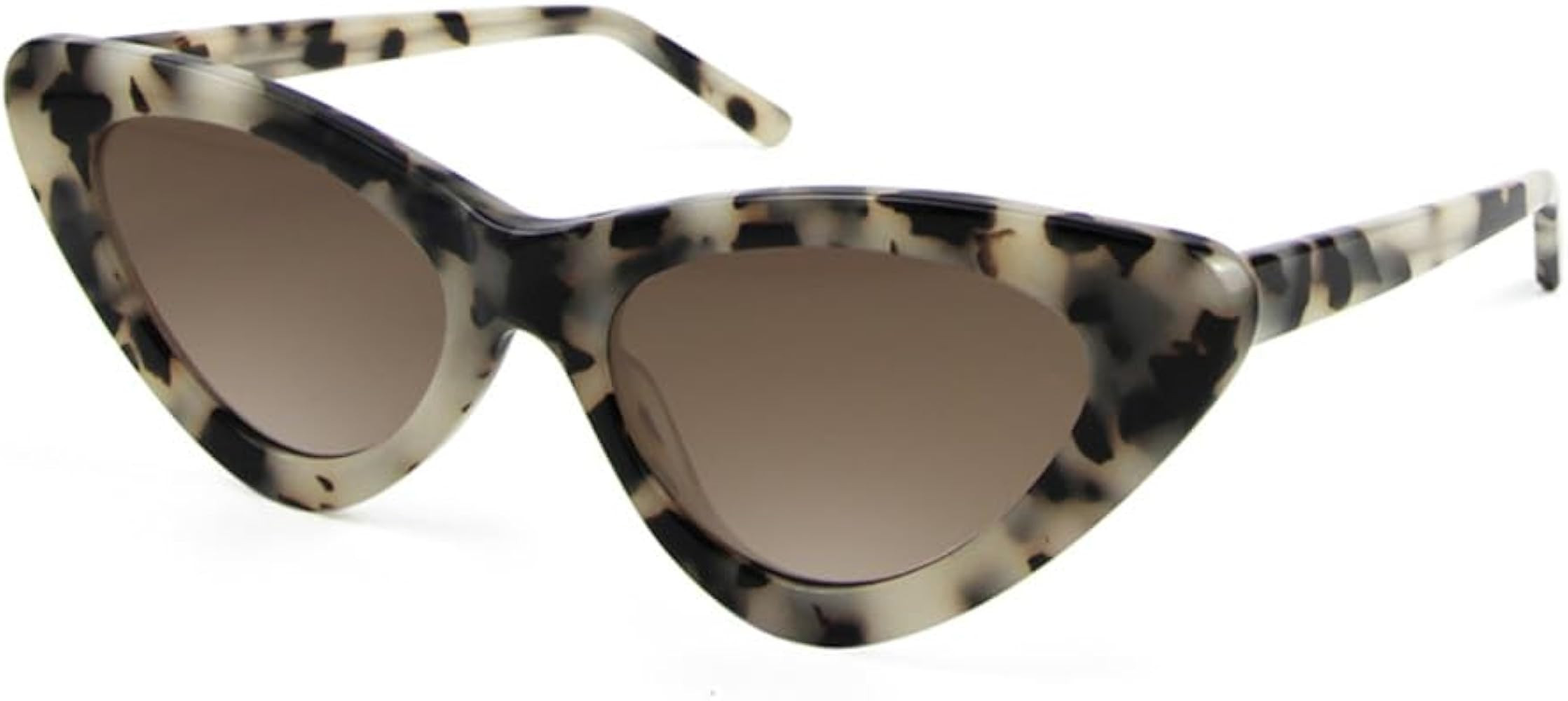 Acetate Cat Eye Sunglasses Women Leopard Cateye Glasses Female Flat Oversized UV400 Shades | Amazon (US)