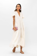 V-Neck Maxi- Bahama White | Oliphant Design