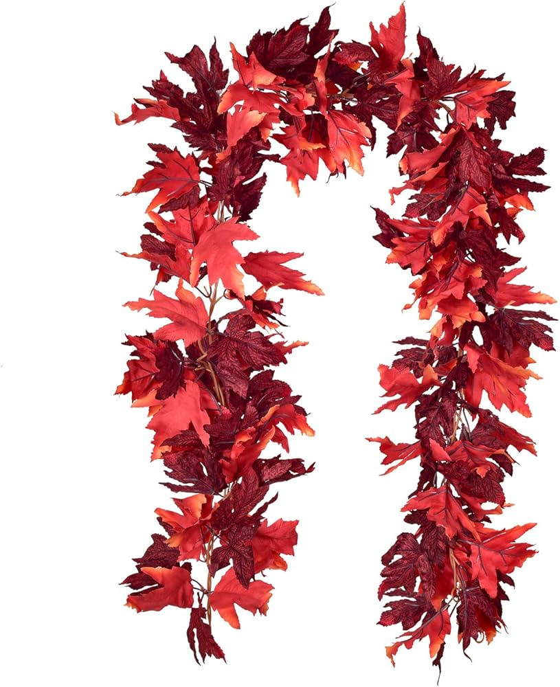 DearHouse 2 Pack Fall Garland Maple Leaf, 5.9Ft/Piece Hanging Vine Garland Artificial Autumn Foli... | Amazon (US)