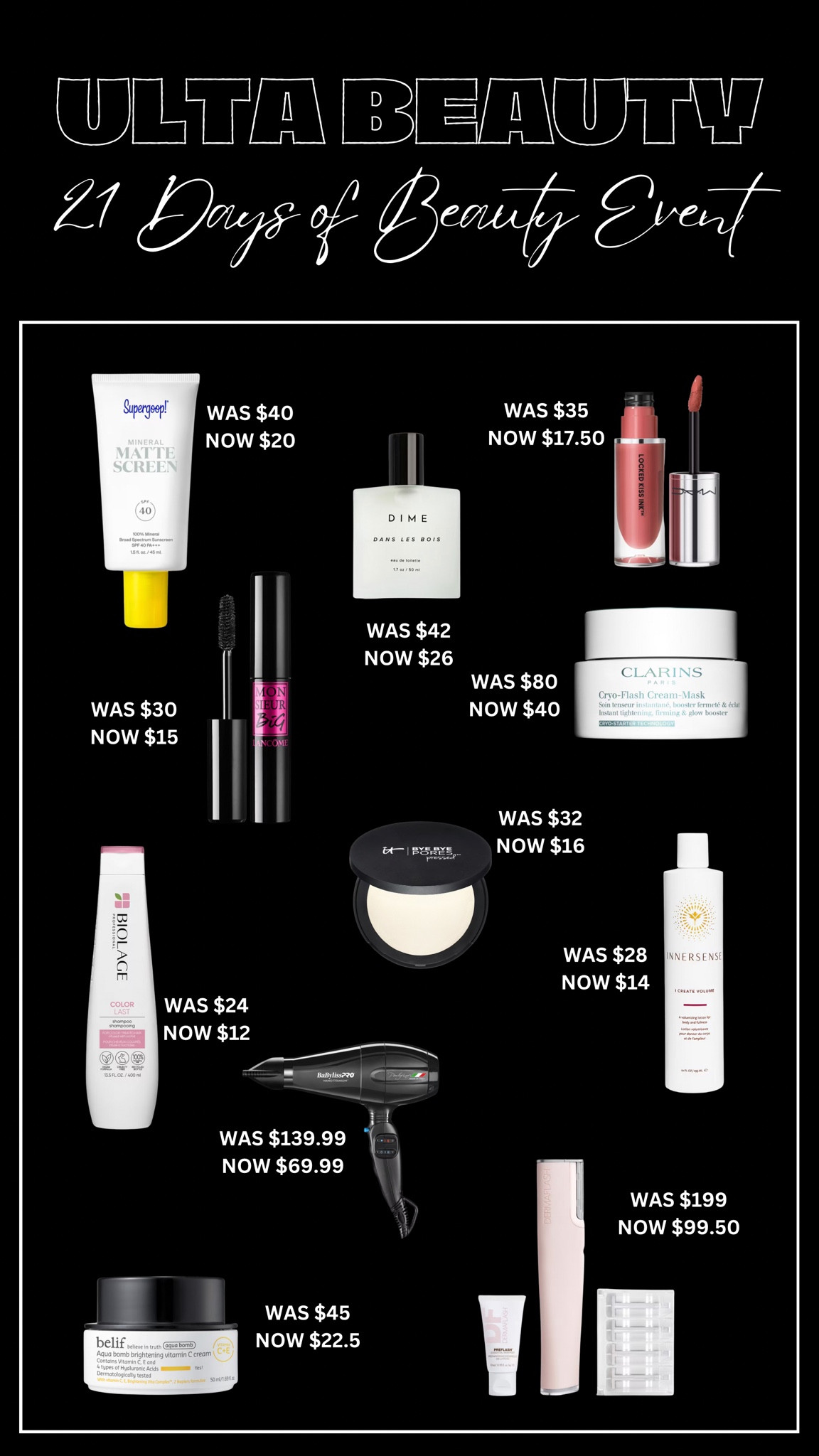 Ulta Beauty’s 21 Days of Beauty Steals. 

#LTKFindsUnder50 #LTKSaleAlert #LTKBeauty