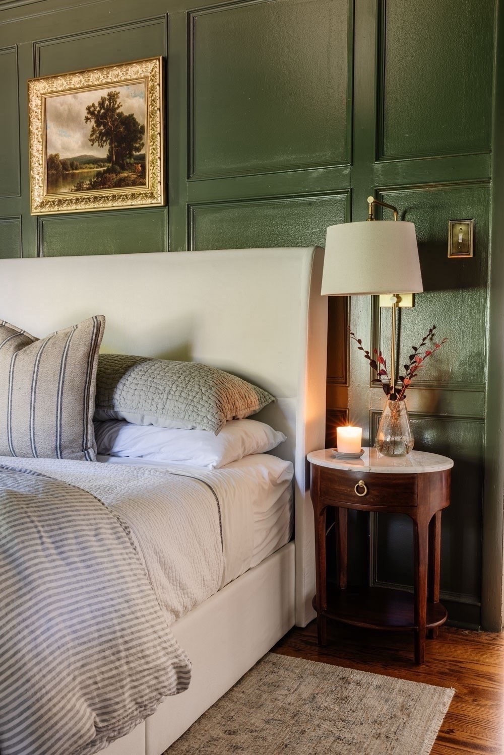 Primary bedroom 

Nightstand, lamp, quilt 

#LTKHome