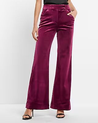 Editor Super High Waisted Velvet Flare Trouser Pant Purple Women's 4 | Express