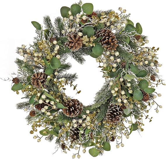 HGTV Home Collection Unlit Artificial Christmas Wreath, Mixed Branch Tips, Woven Branch Ring Base... | Amazon (US)