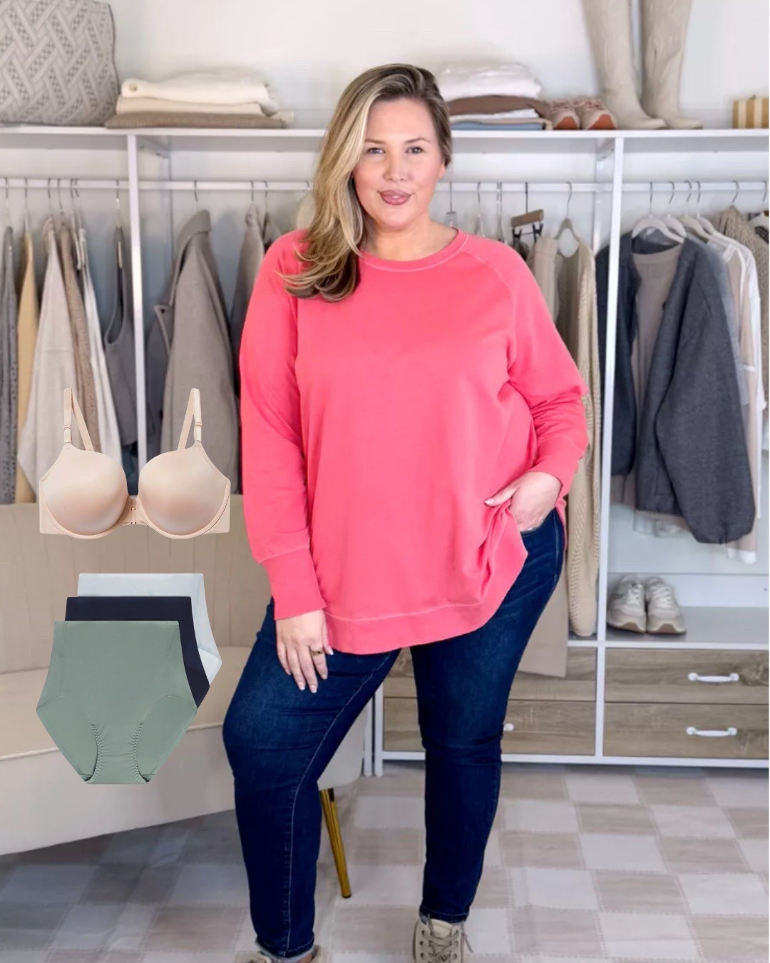 Underneath it all - my favorite plus size garments! Wearing a 2X in the sweatshirt and 20 in the jeans! These are the best underwear for apron bellies and they don’t roll down!! Use my discount code ASHLEYDXSPANX sitewide! 

Plus size fashion, plus size style, undergarments, everyday essentials

#LTKStyleTip #LTKPlusSize #LTKOver40