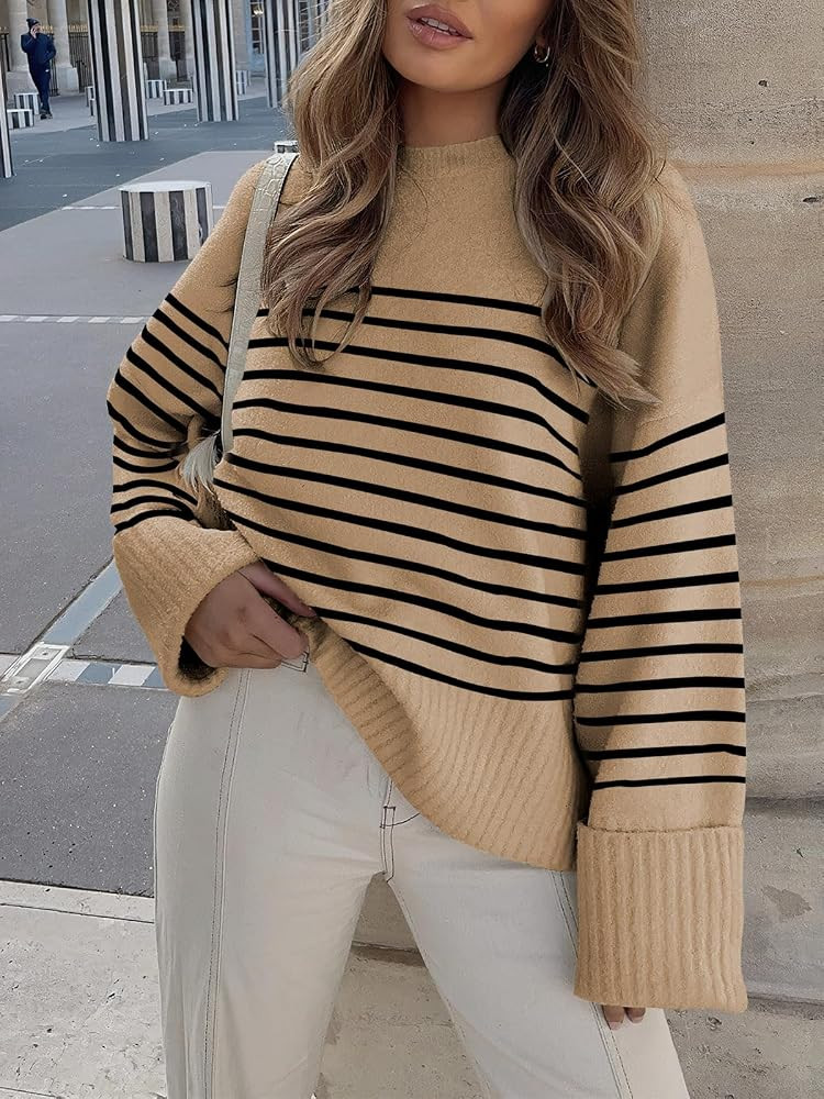 ANRABESS Women's Crewneck Long Sleeve Oversized Fuzzy Knit Chunky Warm Pullover Sweater Top | Amazon (US)