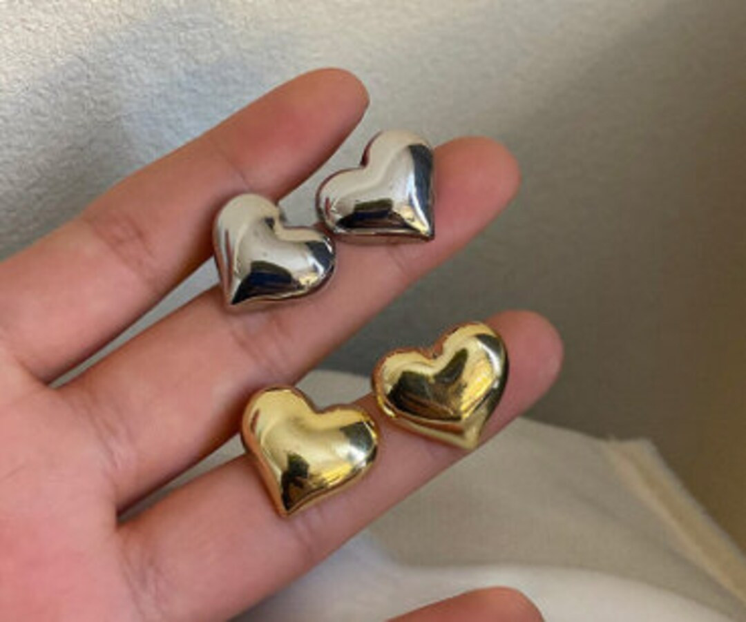 NEW! Big Heart Earrings 925 Sterling Silver available in Gold and Silver | Etsy (CAD)