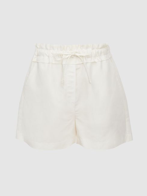 Reiss Blue Macey Linen Pull On Shorts | Reiss US