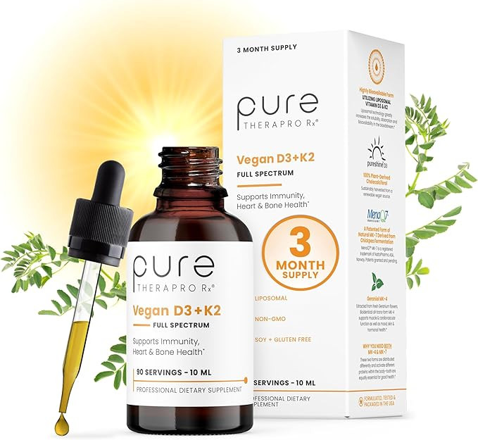 Pure Therapro Rx Vegan D3 + K2 Organic 100% Liposomal 10ml Made in USA | 3 Month Supply | Maximum... | Amazon (US)