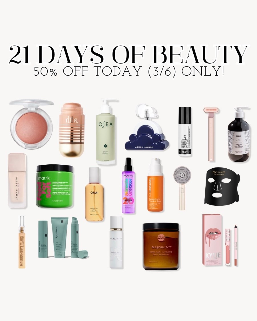 21 days of beauty - these beauty products are 50% off today only! 

#LTKBeauty #LTKSpringSale #LTKSaleAlert