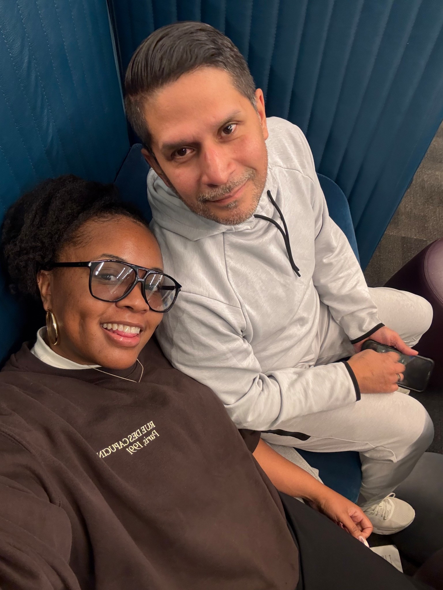 Airport lounging: Cozy on our travel day! Hubby is wearing a M in his set. My sweatshirt is an XL for more coziness! Bottoms are L tall.

#LTKFindsUnder50 #LTKTravel #LTKStyleTip