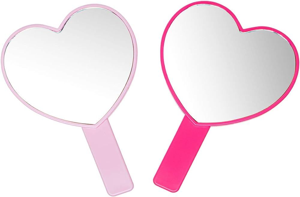 TOPYHL 2PCS Heart-Shaped Makeup Hand Mirror,Travel Handheld Mirror Portable Personal Cosmetic Mir... | Amazon (US)