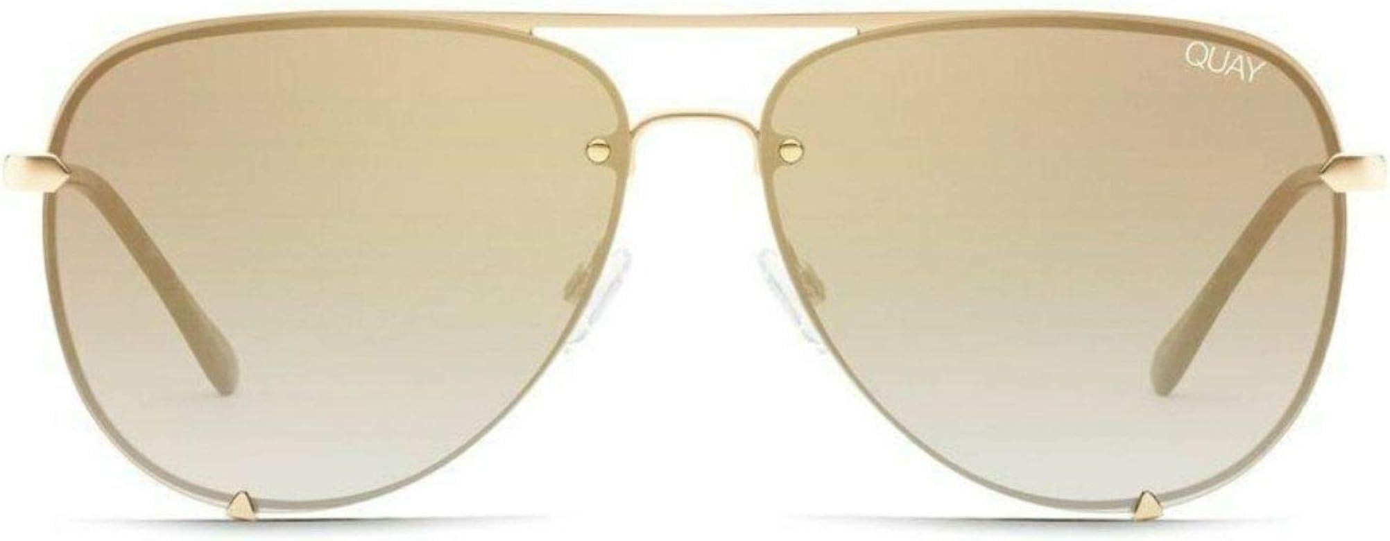 Quay Australia x Desi Perkins Women's High Key Rimless Aviator Sunglasses, Gold, One Size | Amazon (US)