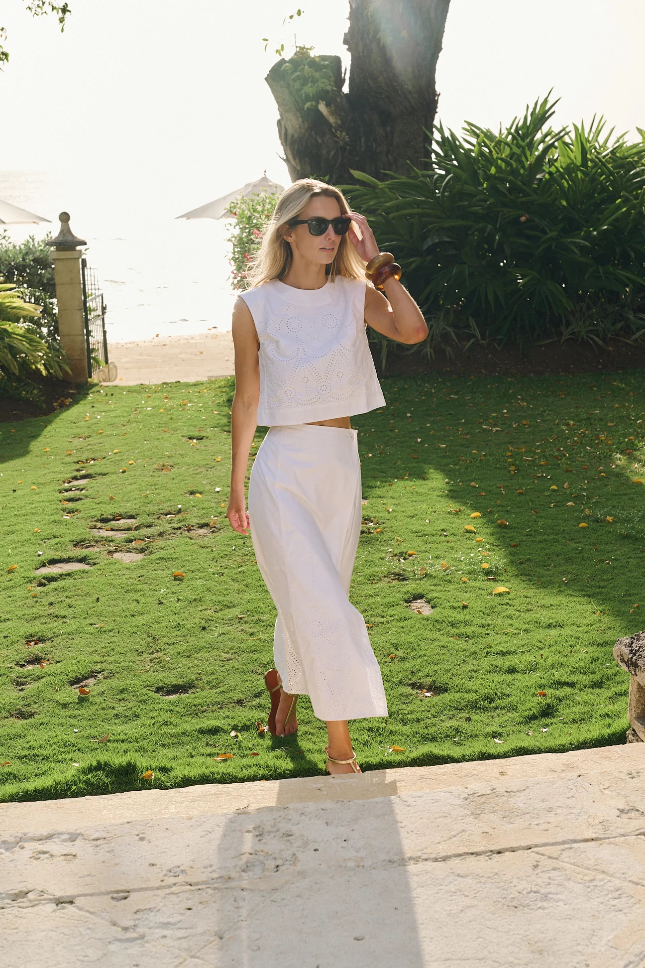 Park Avenue Skirt Eyelet - Blanc | Julia Amory