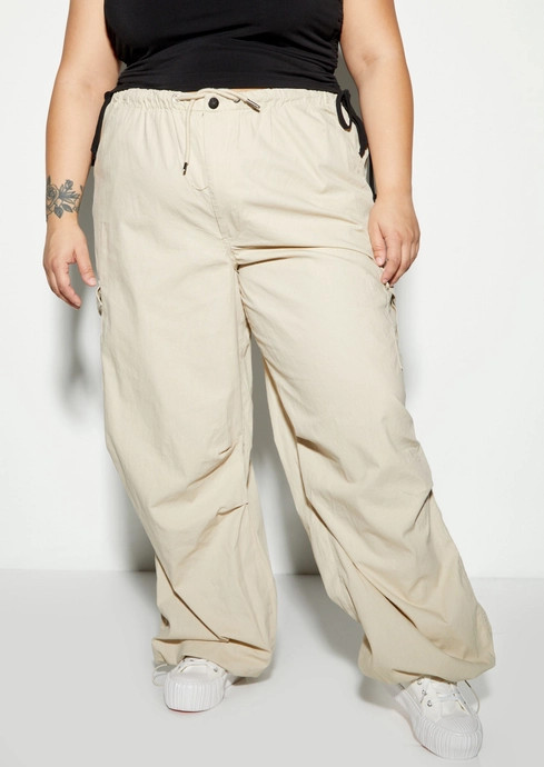 Plus Khaki Cargo Parachute Pants | rue21
