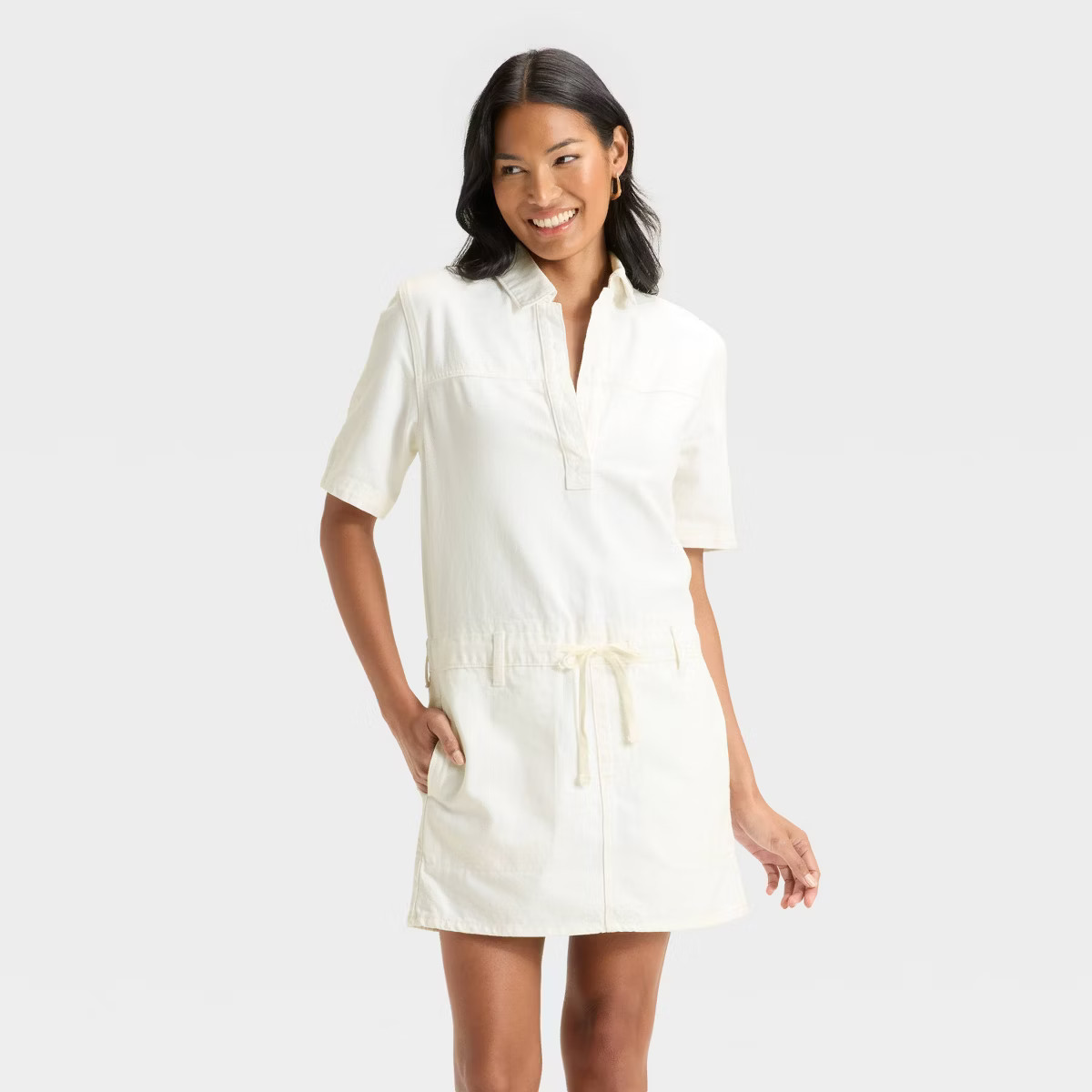 Women's Short Sleeve Drop Waist Drawstring Mini Dress - Universal Thread™ | Target