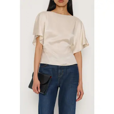 Reformation Avery Silk Top in Almond at Nordstrom, Size Small | Nordstrom