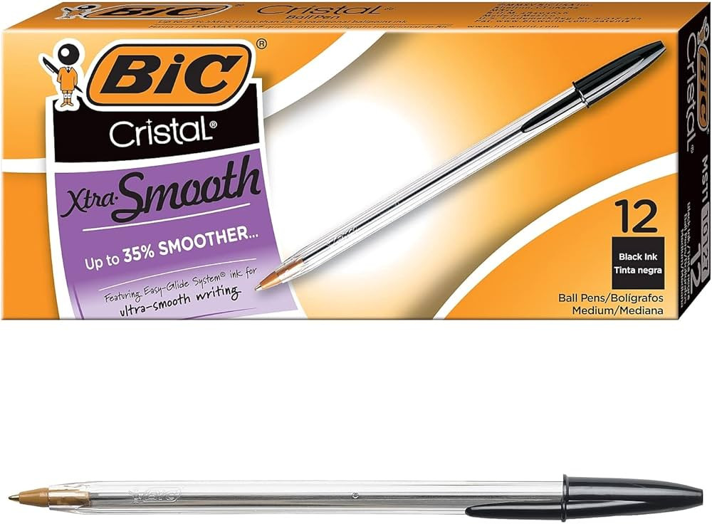 BIC Cristal Extra Smooth Black Ballpoint Pens, Medium Point (1.0 mm), 12-Count Box, Extra Smooth ... | Amazon (CA)