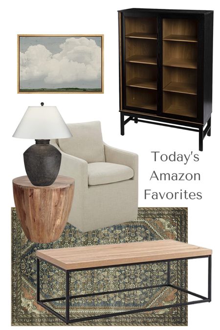 Amazon finds including a washable rug that looks vintage, framed artwork under $50, an affordable coffee table, armchair, black table lamp, wood side table. 

Home decor 
Amazon home decor 
Living room decor 
Bedroom decor
Table lamp

#LTKsalealert #LTKhome #LTKunder100