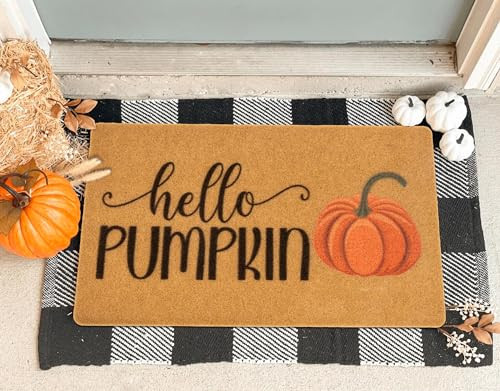 Mealah Hello-Pumpkin-Welcome-Doormat for Outdoor-Entrance - Non-Slip-Coir-Fall-Welcome-Door-Mat Harvest-Festival Front-Door-Mat 17 x 29 Inch | Amazon (US)