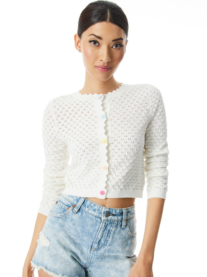 BRISA FITTED CROPPED CARDIGAN | Alice + Olivia