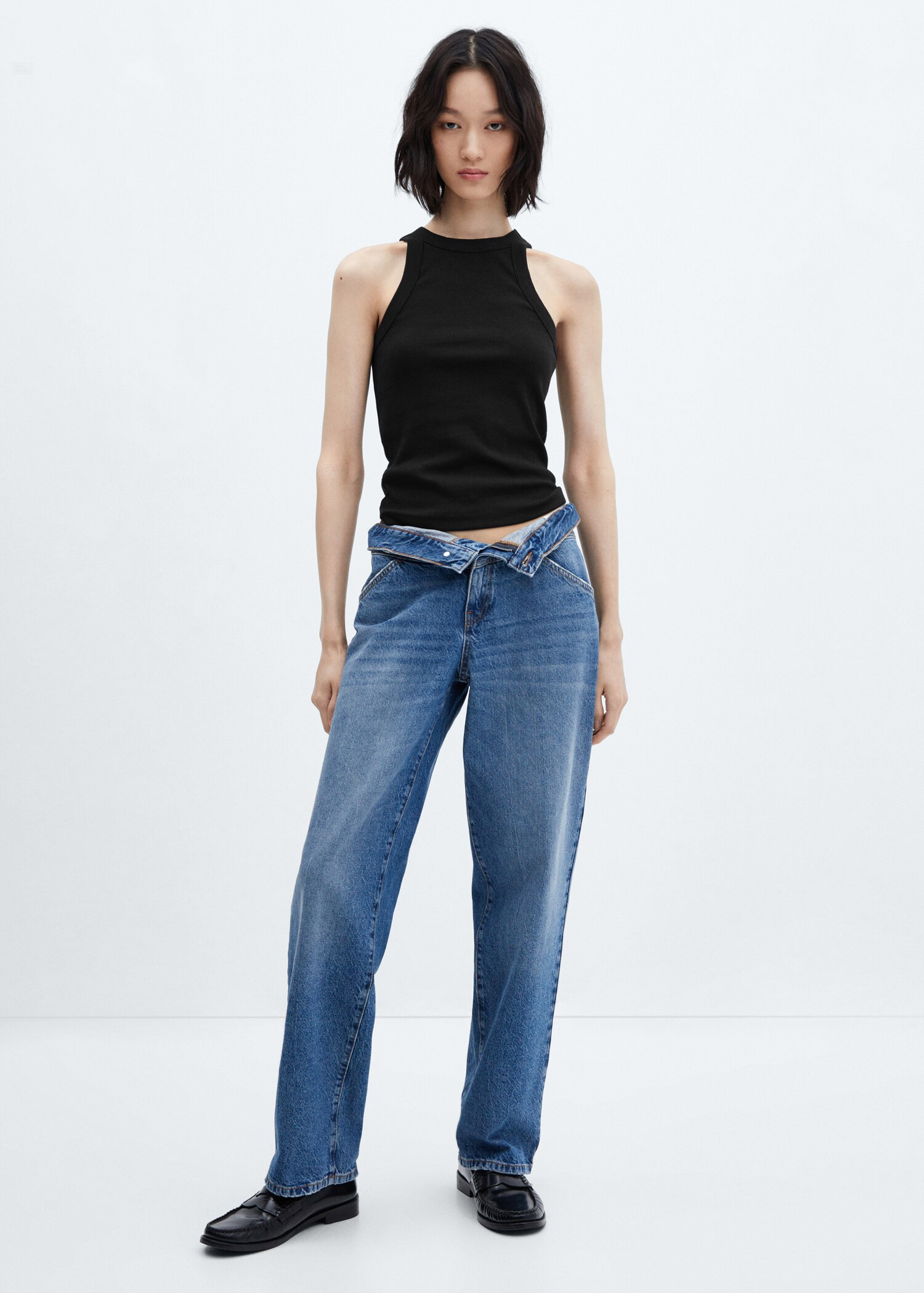 Ribbed cotton-blend top | MANGO (US)