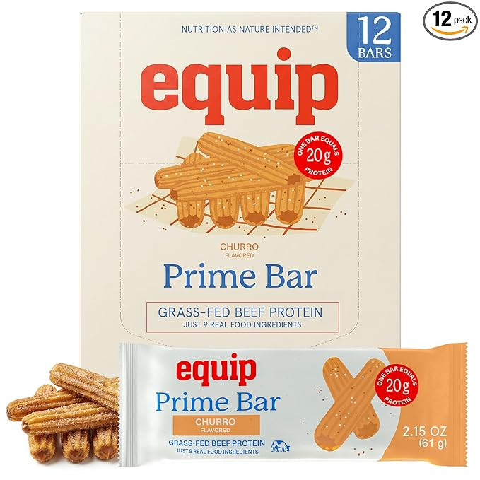 Equip Foods High Protein Prime Bars – Grass Fed Beef Protein, Collagen & Tallow – Gut Friendl... | Amazon (US)
