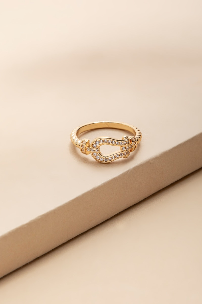 Aida Embossed Horsebit Ring | Francesca's