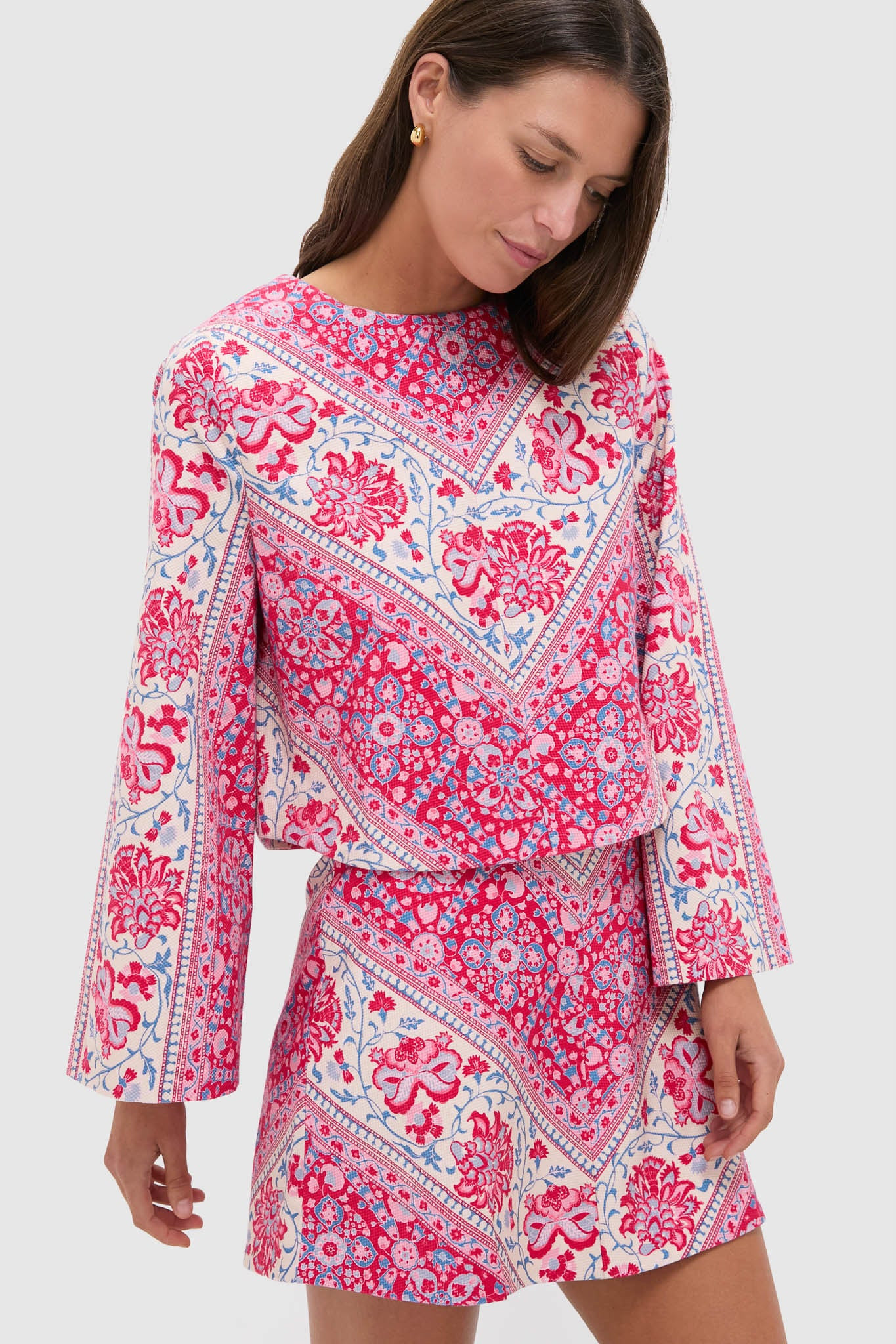 Cerise Chevron Cotton Maxine Top | Tuckernuck (US)